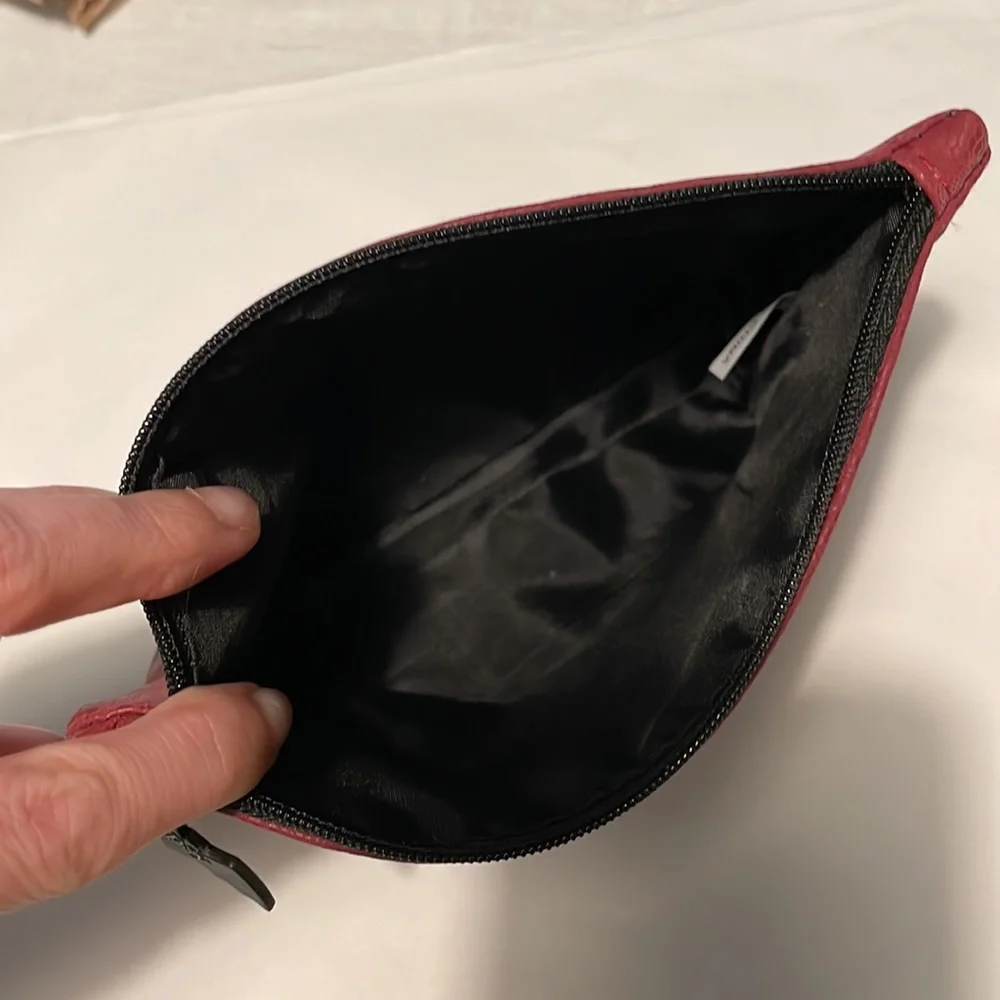 Ipsy red lace Halloween bat zipper make up bag
